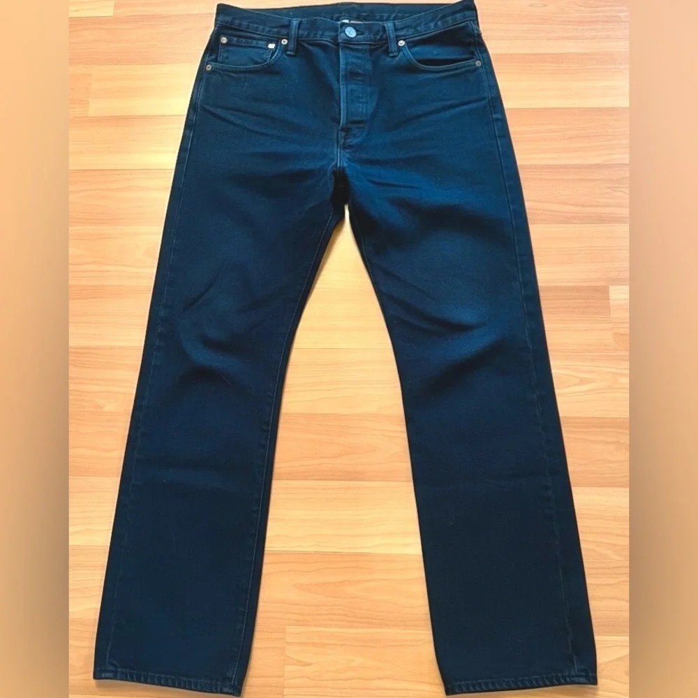 Levi’s 501 Button Fly Black Jeans Mens Tag 35x32 Original Fit Straight Leg Denim